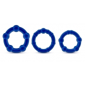 Набор из 3 синих эрекционных колец Stay Hard Beaded Cockrings - Blush Novelties - в Новосибирске купить с доставкой