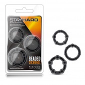 Набор из 3 чёрных эрекционных колец Stay Hard Beaded Cockrings - Blush Novelties - в Новосибирске купить с доставкой