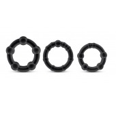 Набор из 3 чёрных эрекционных колец Stay Hard Beaded Cockrings - Blush Novelties - в Новосибирске купить с доставкой