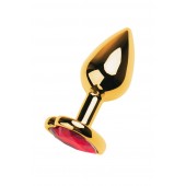 Золотистая анальная пробка с кристаллом-сердцем - 7,5 см. - ToyFa - купить с доставкой в Новосибирске