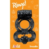 Чёрное эрекционное кольцо Rings Treadle с подхватом - Lola Games - в Новосибирске купить с доставкой