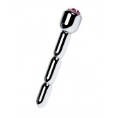 Серебристый уретральный плаг со стразом - 7 см. - ToyFa - купить с доставкой в Новосибирске