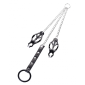 Черно-серебристые зажимы для сосков с кольцом для пениса TOYFA Metal - ToyFa - купить с доставкой в Новосибирске