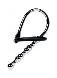 Серебристый уретральный плаг-бусины TOYFA Metal с мягким фиксириющим кольцом - ToyFa - купить с доставкой в Новосибирске