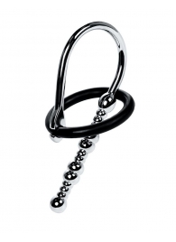 Серебристый уретральный плаг-бусины TOYFA Metal с мягким фиксириющим кольцом - ToyFa - купить с доставкой в Новосибирске