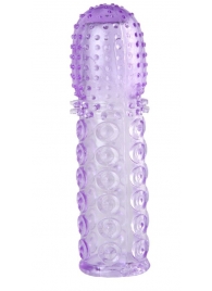 Насадка гелевая фиолетовая с точками, шипами и наплывами - 13,5 см. - Toyfa Basic - в Новосибирске купить с доставкой