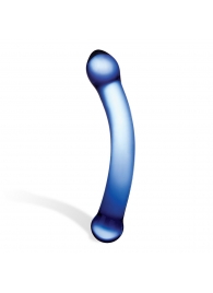 Синий изогнутый фаллоимитатор Curved G-Spot Glass Dildo - 16 см. - Glas