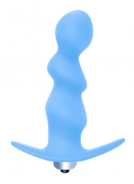 Голубая фигурная анальная вибропробка Spiral Anal Plug - 12 см. - Lola Games