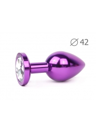 Коническая фиолетовая анальная втулка с прозрачным кристаллом - 9,3 см. - Anal Jewelry Plug - купить с доставкой #SOTBIT_REGIONS_UF_V_REGION_NAME#