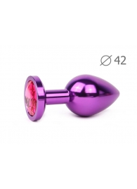 Коническая фиолетовая анальная втулка с малиновым кристаллом - 9,3 см. - Anal Jewelry Plug - купить с доставкой #SOTBIT_REGIONS_UF_V_REGION_NAME#