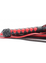 Черно-красная плеть с плетеной ромбовидной ручкой - 58 см. - БДСМ Арсенал - купить с доставкой в Новосибирске