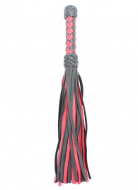 Черно-красная клеть с плетеной ручкой с ромбовидным узором - 45 см. - БДСМ Арсенал - купить с доставкой в Новосибирске