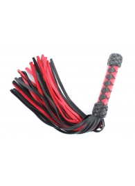 Черно-красная клеть с плетеной ручкой с ромбовидным узором - 45 см. - БДСМ Арсенал - купить с доставкой в Новосибирске