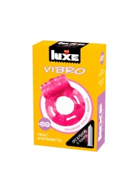 Розовое эрекционное виброкольцо Luxe VIBRO  Ужас Альпиниста  + презерватив - Luxe - в Новосибирске купить с доставкой