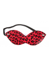 Красная маска на резиночке с леопардовыми пятнышками - Notabu - купить с доставкой в Новосибирске