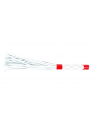 Бело-красная плеть средней длины с ручкой - 44 см. - БДСМ Арсенал - купить с доставкой в Новосибирске