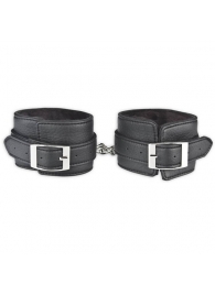 Черные фиксаторы для ног на цепи с мехом внутри - Lux Fetish - купить с доставкой в Новосибирске