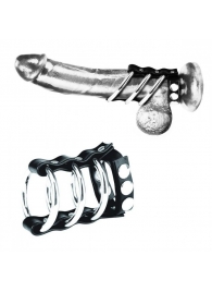 Тройное металлическое кольцо на пенис с регулируемым ремешком - BlueLine - купить с доставкой в Новосибирске