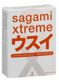 Ультратонкие презервативы Sagami Xtreme SUPERTHIN - 3 шт. - Sagami - купить с доставкой в Новосибирске
