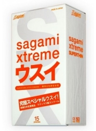 Ультратонкие презервативы Sagami Xtreme SUPERTHIN - 15 шт. - Sagami - купить с доставкой в Новосибирске