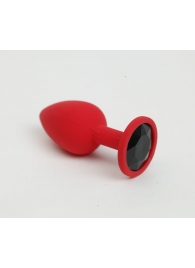 Красная анальная пробка с черным стразом - 7,6 см. - 4sexdreaM - купить с доставкой в Новосибирске