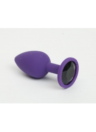 Фиолетовая анальная пробка с черным стразом - 7,6 см. - 4sexdreaM - купить с доставкой в Новосибирске