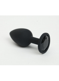 Черная анальная пробка с черным стразом - 7,6 см. - 4sexdreaM - купить с доставкой в Новосибирске