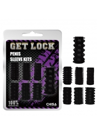 Набор из 7 черных насадок на пенис Get Lock - Chisa - в Новосибирске купить с доставкой