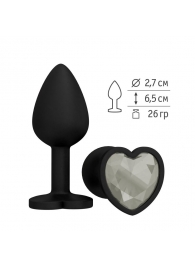 Черная силиконовая пробка с прозрачным кристаллом - 7,3 см. - Джага-Джага - купить с доставкой в Новосибирске