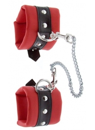 Красно-чёрные наручники на металлической цепочке - Blush Novelties - купить с доставкой в Новосибирске