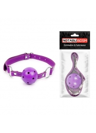 Фиолетовый кляп-шарик на регулируемом ремешке с кольцами - Notabu - купить с доставкой в Новосибирске
