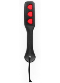 Черная шлепалка NOTABU с красными сердечками - 32 см. - Notabu - купить с доставкой в Новосибирске