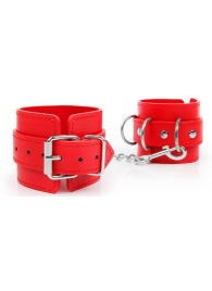 Красные наручники на регулируемых ремешках с цепочкой - Notabu - купить с доставкой в Новосибирске