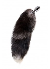 Серебристая металлическая анальная втулка с хвостом чернобурой лисы - размер S - ToyFa - купить с доставкой в Новосибирске