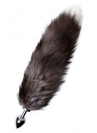 Серебристая металлическая анальная втулка с хвостом чернобурой лисы - размер S - ToyFa - купить с доставкой в Новосибирске