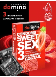 Презервативы для орального секса DOMINO Sweet Sex с ароматом клубничного коктейля  - 3 шт. - Domino - купить с доставкой в Новосибирске