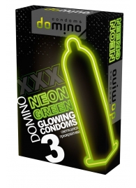 Презервативы DOMINO Neon Green со светящимся в темноте кончиком - 3 шт. - Domino - купить с доставкой в Новосибирске