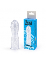 Закрытая прозрачная насадка на пенис с ребрышками - 13 см. - Sex Expert - в Новосибирске купить с доставкой