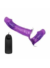 Женский фиолетовый страпон с вагинальной вибропробкой Ultra - 17,5 см. - Baile - купить с доставкой в Новосибирске