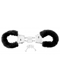Меховые чёрные наручники Beginner s Furry Cuffs - Pipedream - купить с доставкой в Новосибирске