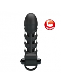 Черная насадка на пенис с вибропулей Penis Sleeve II - 18,8 см. - Baile - в Новосибирске купить с доставкой