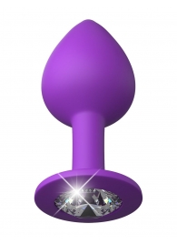 Фиолетовая анальная пробка со стразом Her Little Gem Medium Plug - 8,3 см. - Pipedream - купить с доставкой в Новосибирске