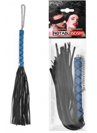 Черная многохвостая плеть-флоггер с синей ручкой - 40 см. - Notabu - купить с доставкой в Новосибирске