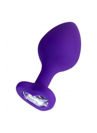 Фиолетовая анальная втулка Diamond Heart с прозрачным кристаллом - 8 см. - ToyFa - купить с доставкой в Новосибирске