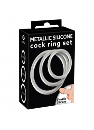 Набор из 3 эрекционных колец под металл Metallic Silicone Cock Ring Set - Orion - в Новосибирске купить с доставкой