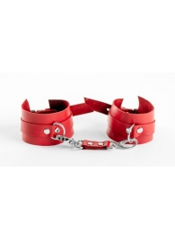 Красные наручники из натуральной кожи - БДСМ Арсенал - купить с доставкой в Новосибирске