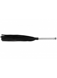 Черная многохвостая плеть с металлической ручкой - 45 см. - Джага-Джага - купить с доставкой в Новосибирске