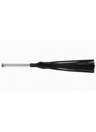 Черная многохвостая плеть с металлической ручкой - 44 см. - Джага-Джага - купить с доставкой в Новосибирске