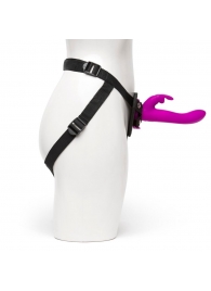 Лиловый страпон Rechargeable Vibrating Strap-On Harness Set - 17,6 см. - Happy Rabbit - купить с доставкой в Новосибирске