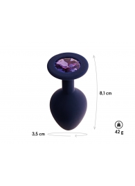 Черничная анальная пробка с фиолетовым кристаллом Gamma M - 8,1 см. - Le Frivole - купить с доставкой в Новосибирске
